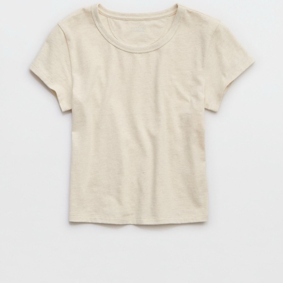 Aerie Cream Short Sleeve Top offline rock n roll baby tshirt - Picture 1 of 3